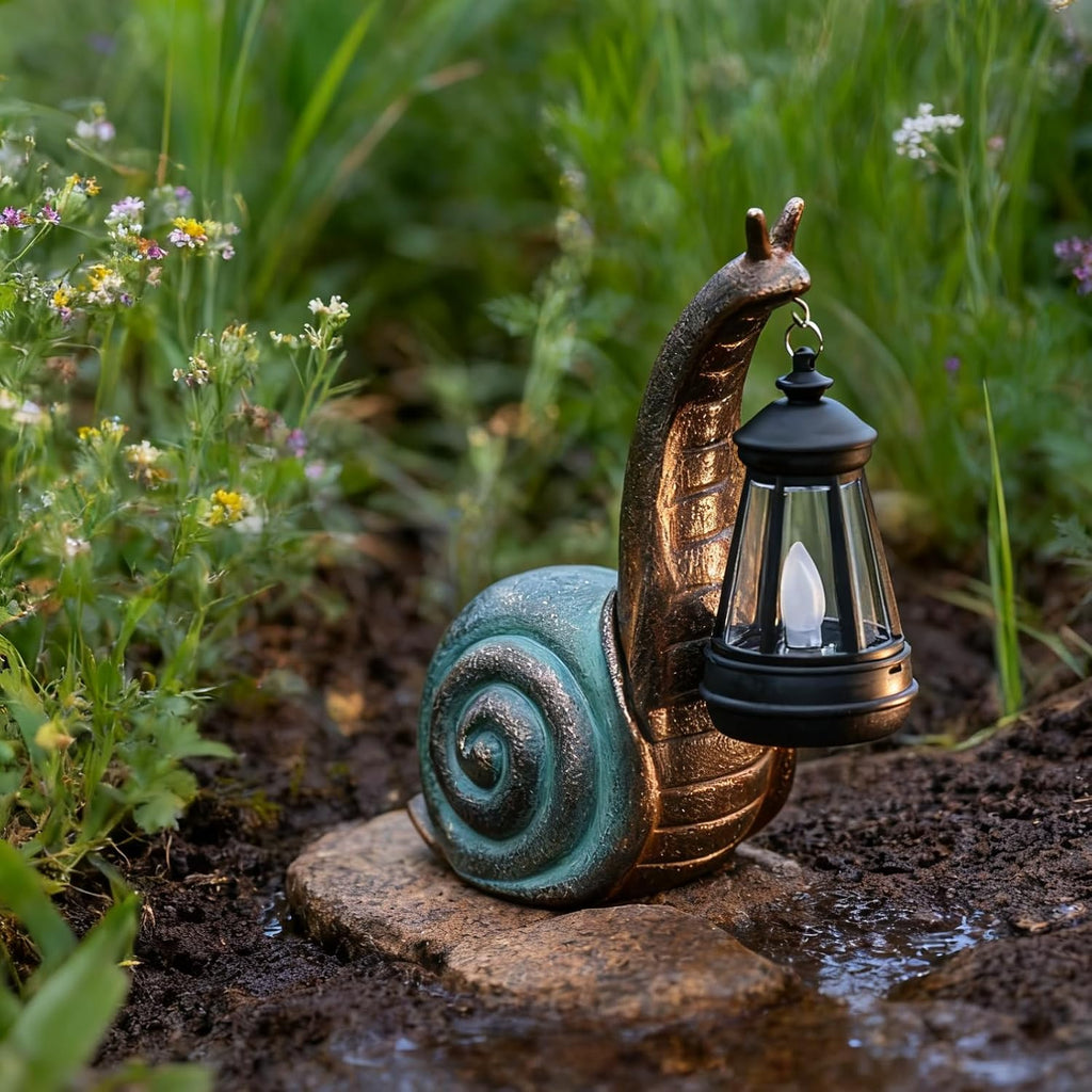 Solar Snail Garden Statue Lawn Decor