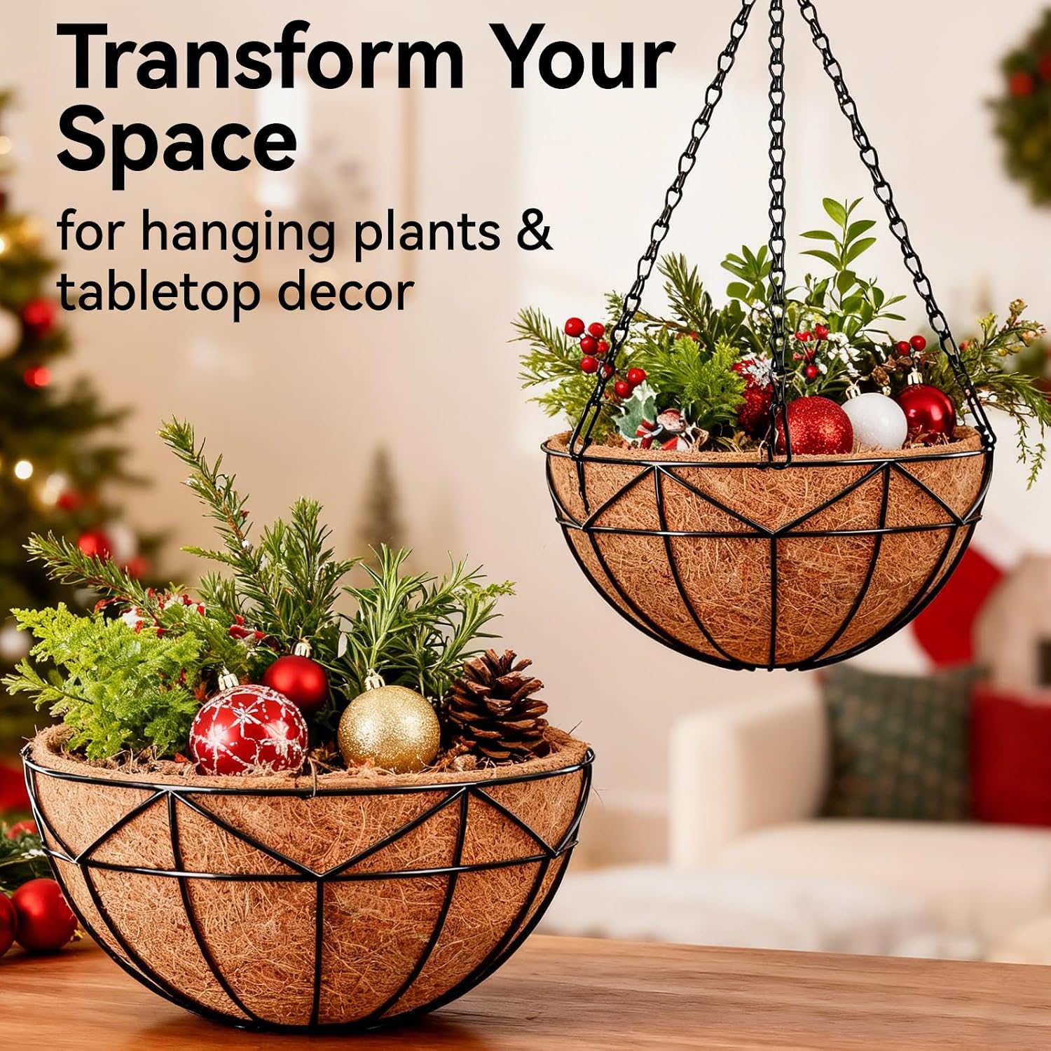 Metal Hanging Baskets with Coco Liners