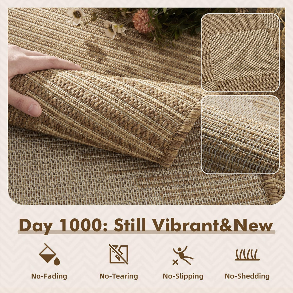Boho Geometric Polypropylene Outdoor Patio Rug