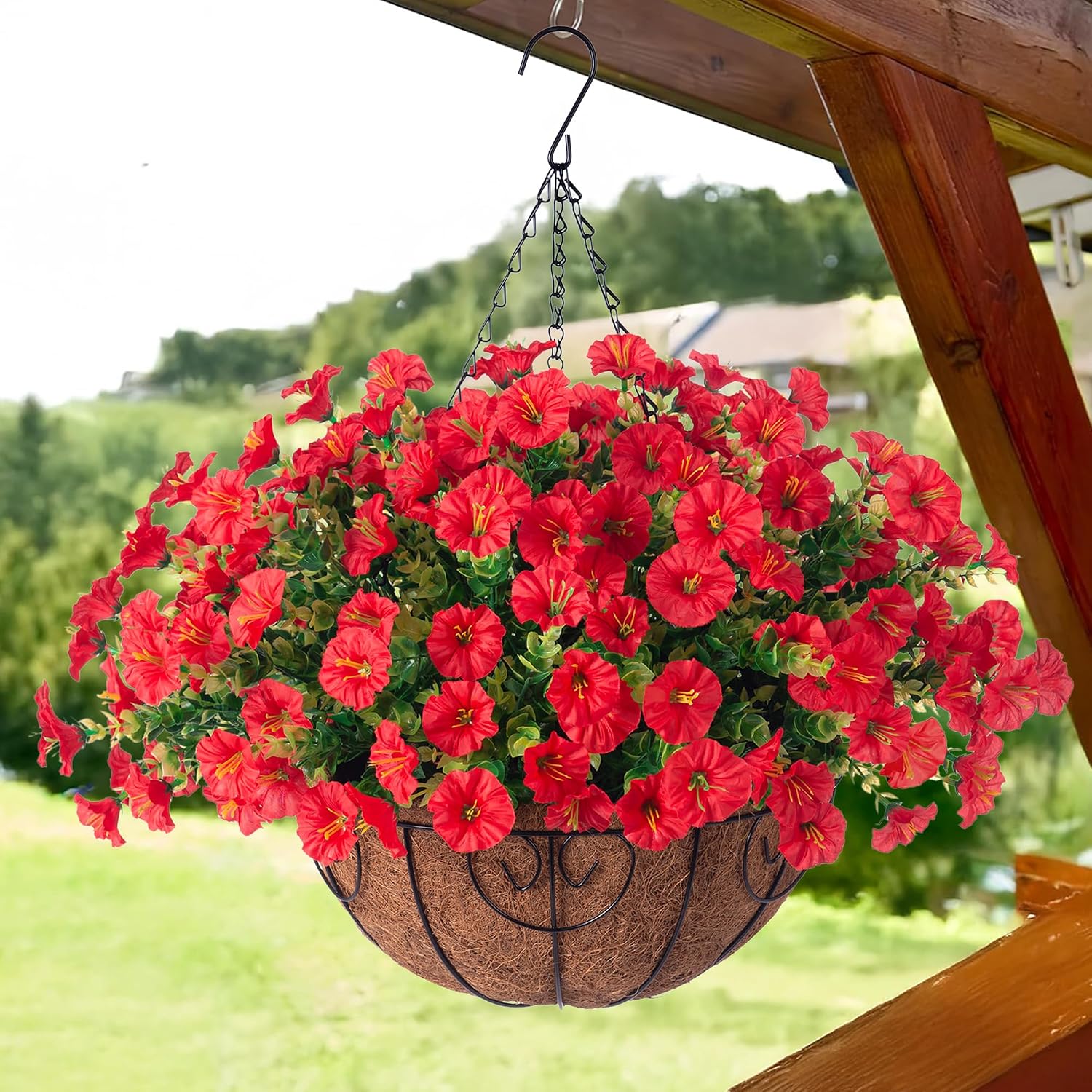 Artificial Morning Glory Hanging Plant