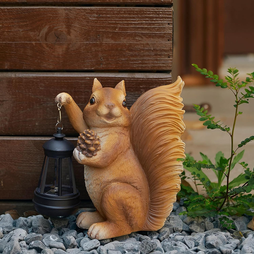 Solar Squirrel Lantern Garden Statue