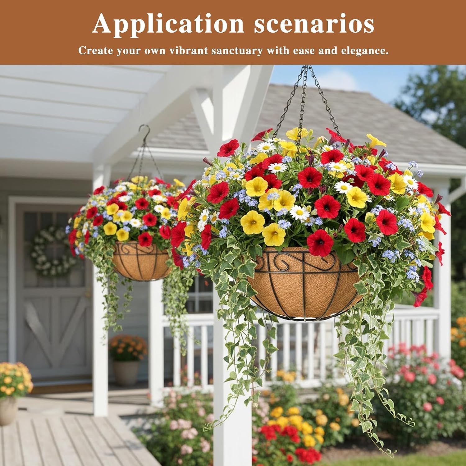 Metal Hanging Baskets with Coco Coir Liners