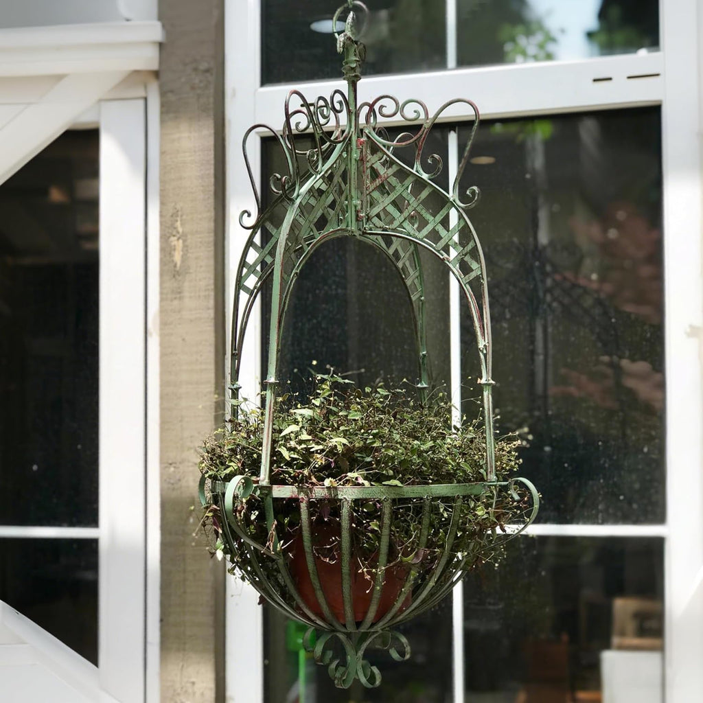 Rustic Metal Hanging Plant Basket