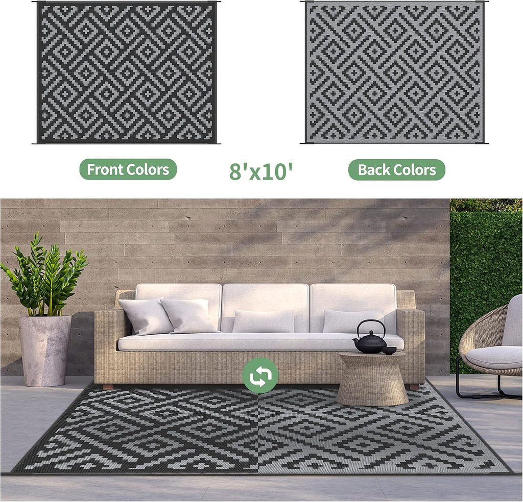 Reversible Foldable Plastic Straw Outdoor Rug