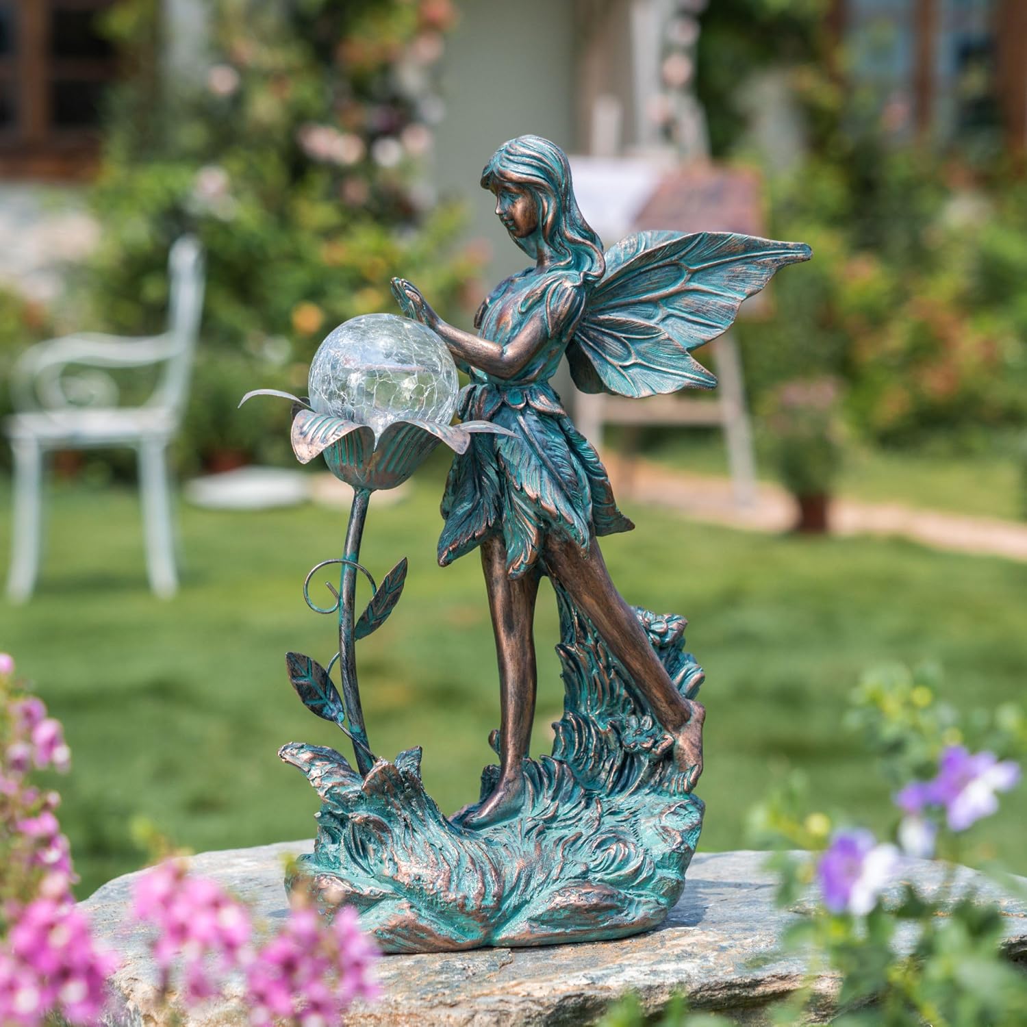 Solar Resin Fairy Garden Sculpture