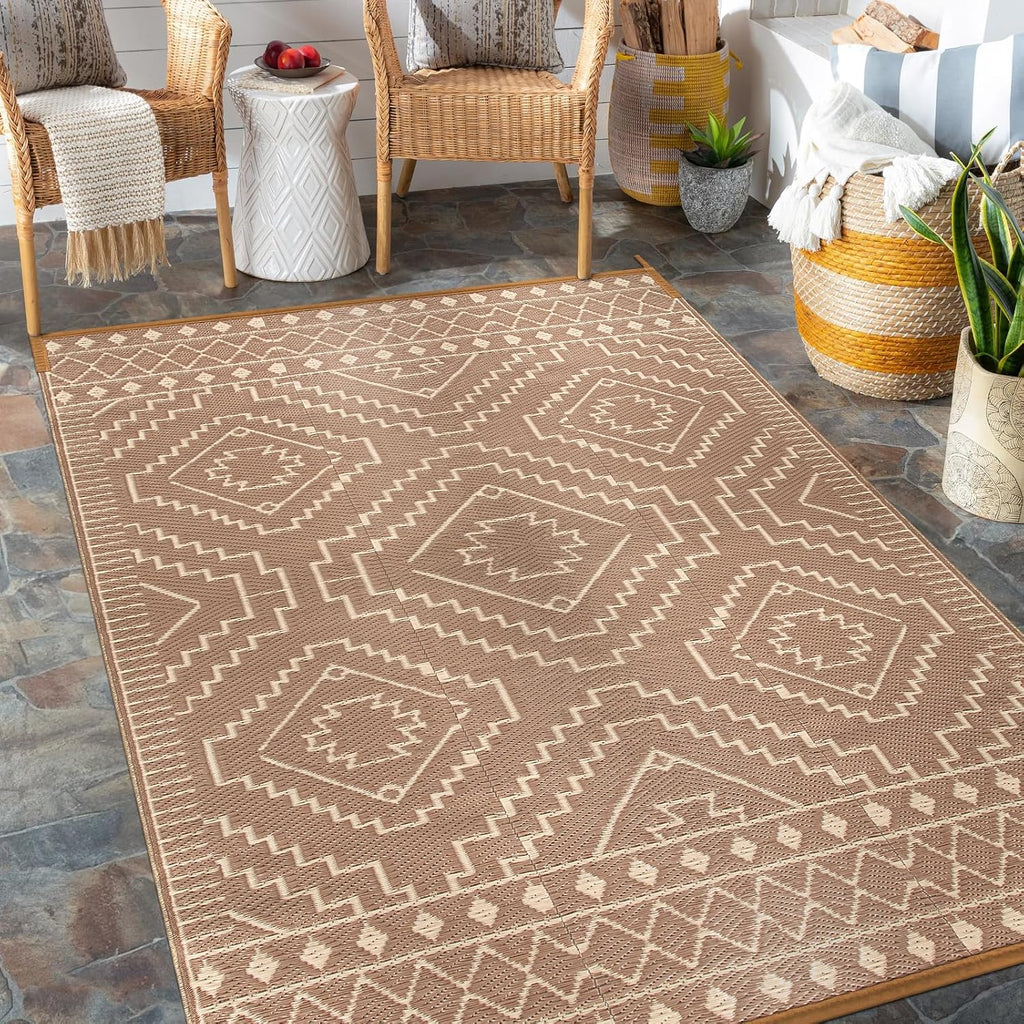 Reversible Plastic Straw Waterproof Outdoor Rug