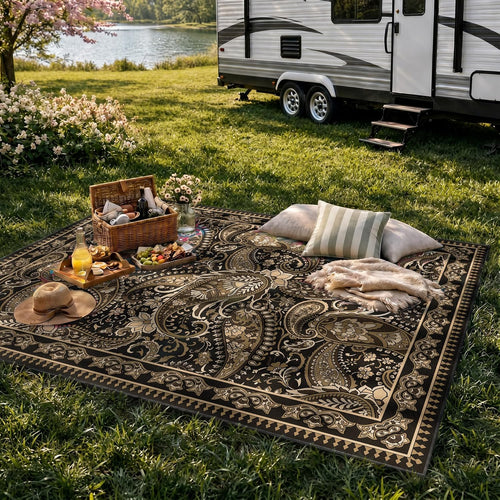Boho Waterproof Paisley Outdoor Rug