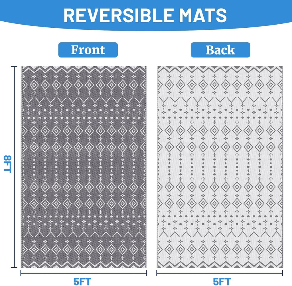 Reversible Waterproof Plastic Straw Outdoor Rug
