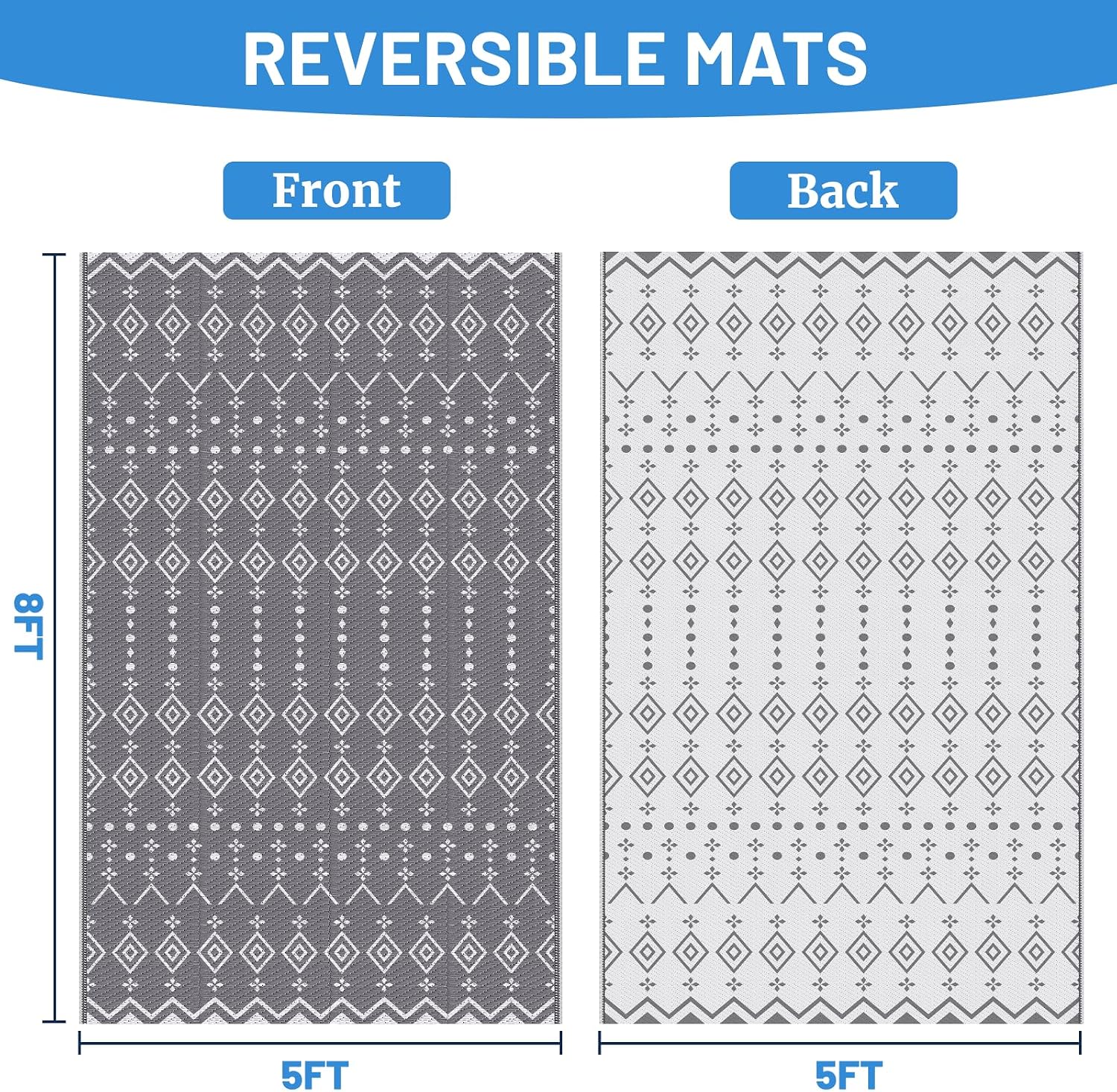 Reversible Waterproof Plastic Straw Outdoor Rug