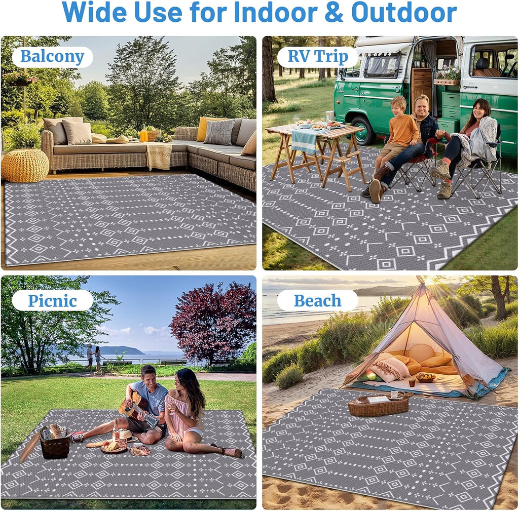 Reversible Waterproof Plastic Straw Outdoor Rug