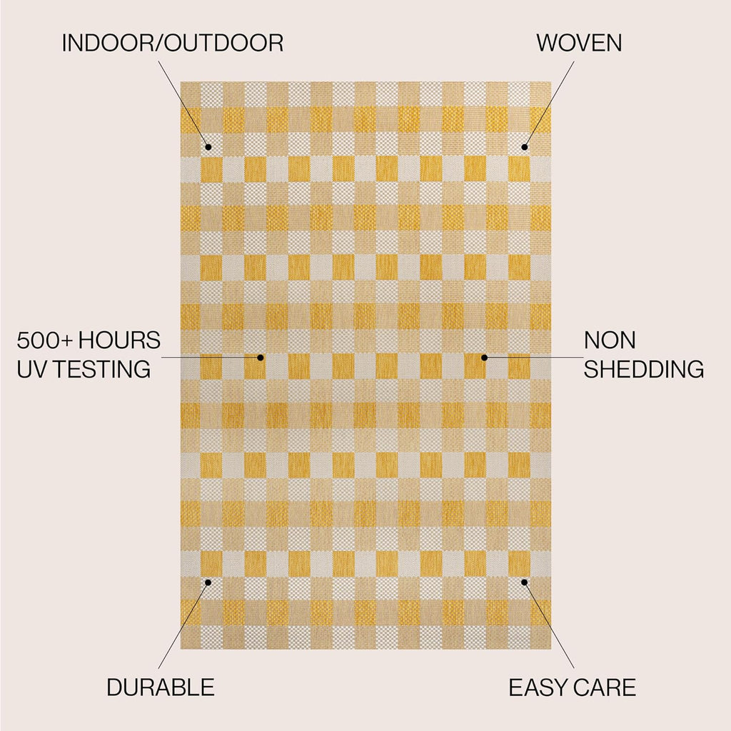 Geometric Gingham Indoor Outdoor Area Rug