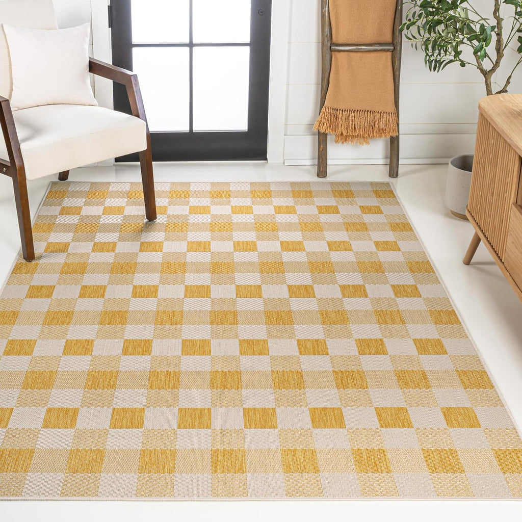 Geometric Gingham Indoor Outdoor Area Rug