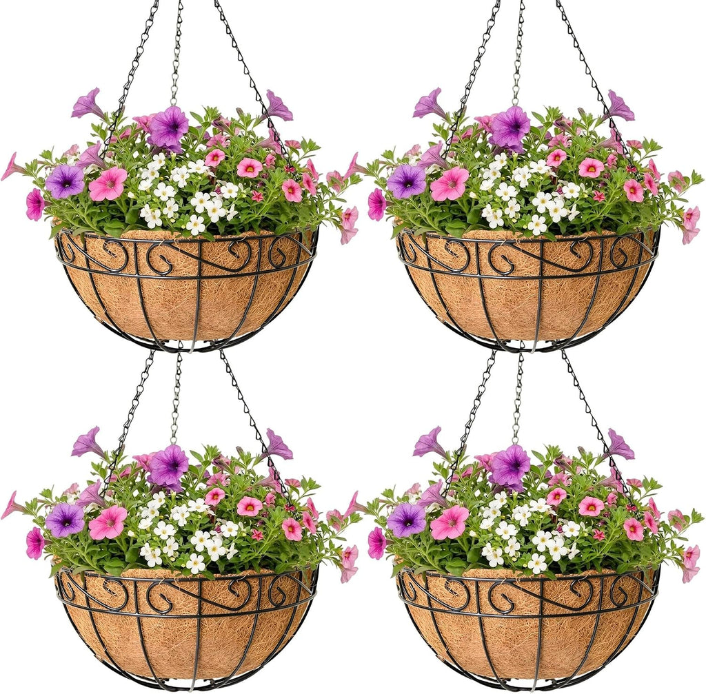 Metal Hanging Baskets with Coco Coir Liners