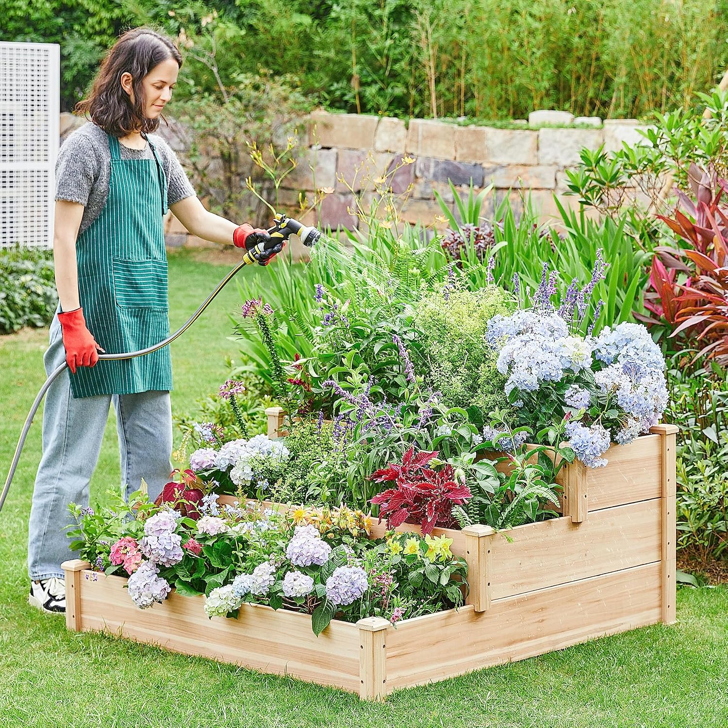 3-Tier Wooden Raised Garden Bed