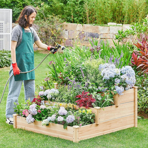 3-Tier Wooden Raised Garden Bed